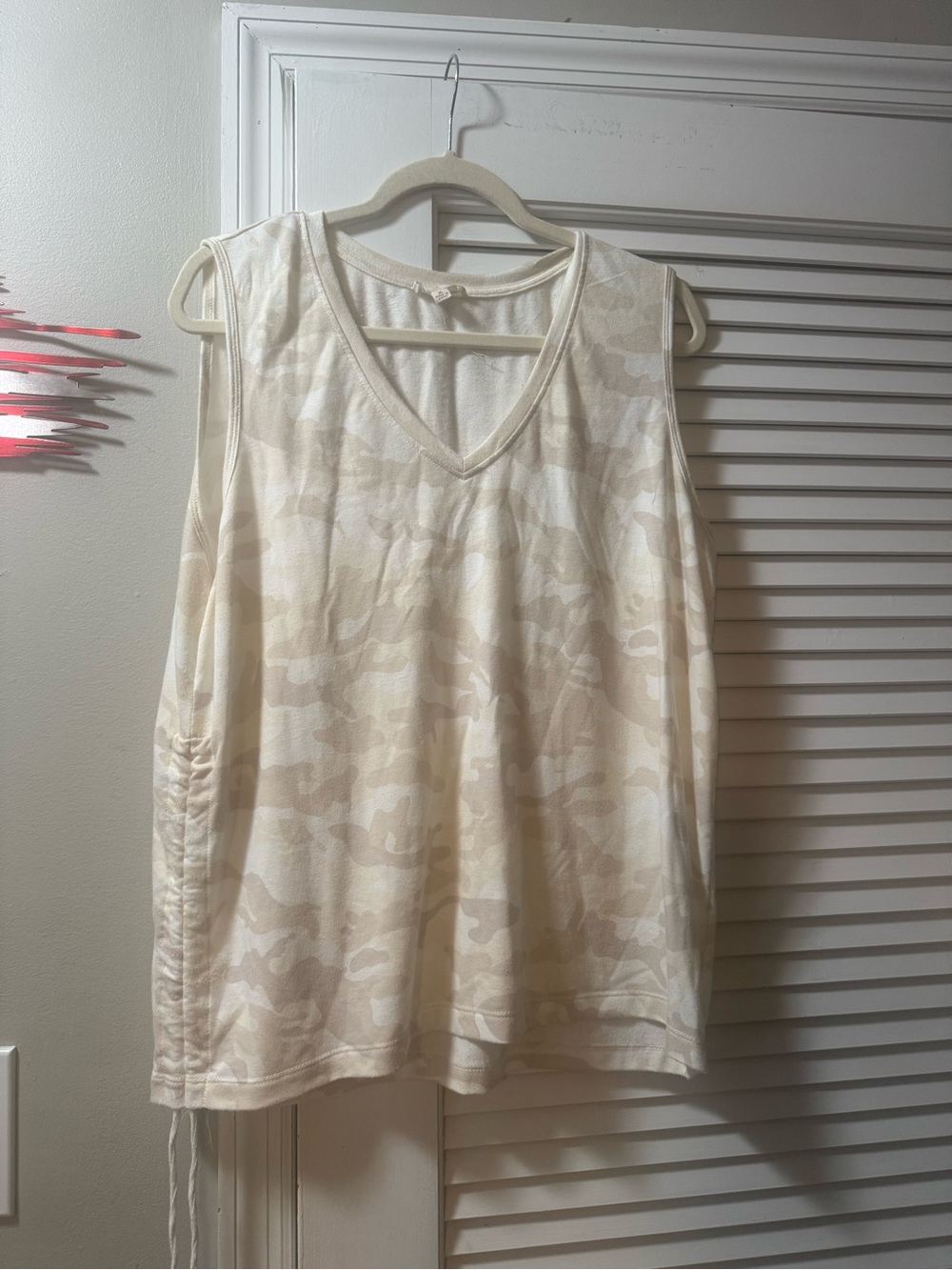 Jane and Delancey Cream Camo V-Neck Tank Top